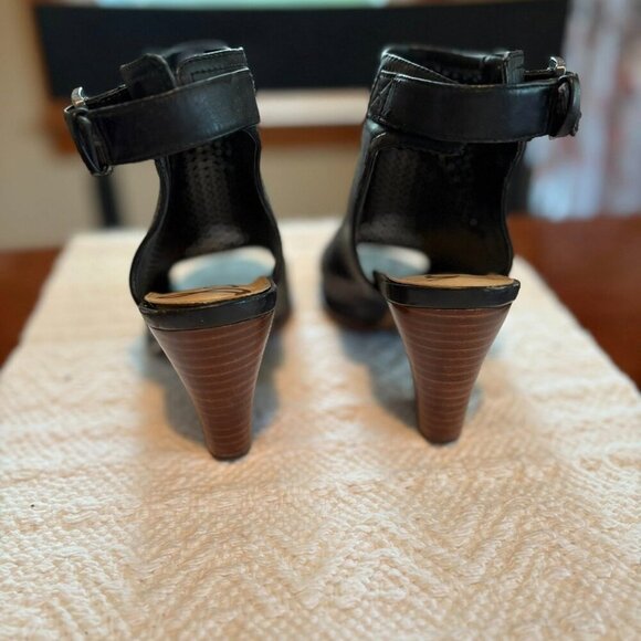 Sam Edelman Black Henri Peek A Boo Open Toe Black Heel Shoes Size 8.5M - Picture 6 of 12